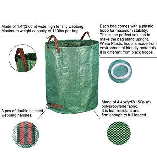 Mekkapro 3-pack 72 Gallons Garden Bag - Reusable Yard Waste Bags, Lawn Pool Garden  Waste Bag