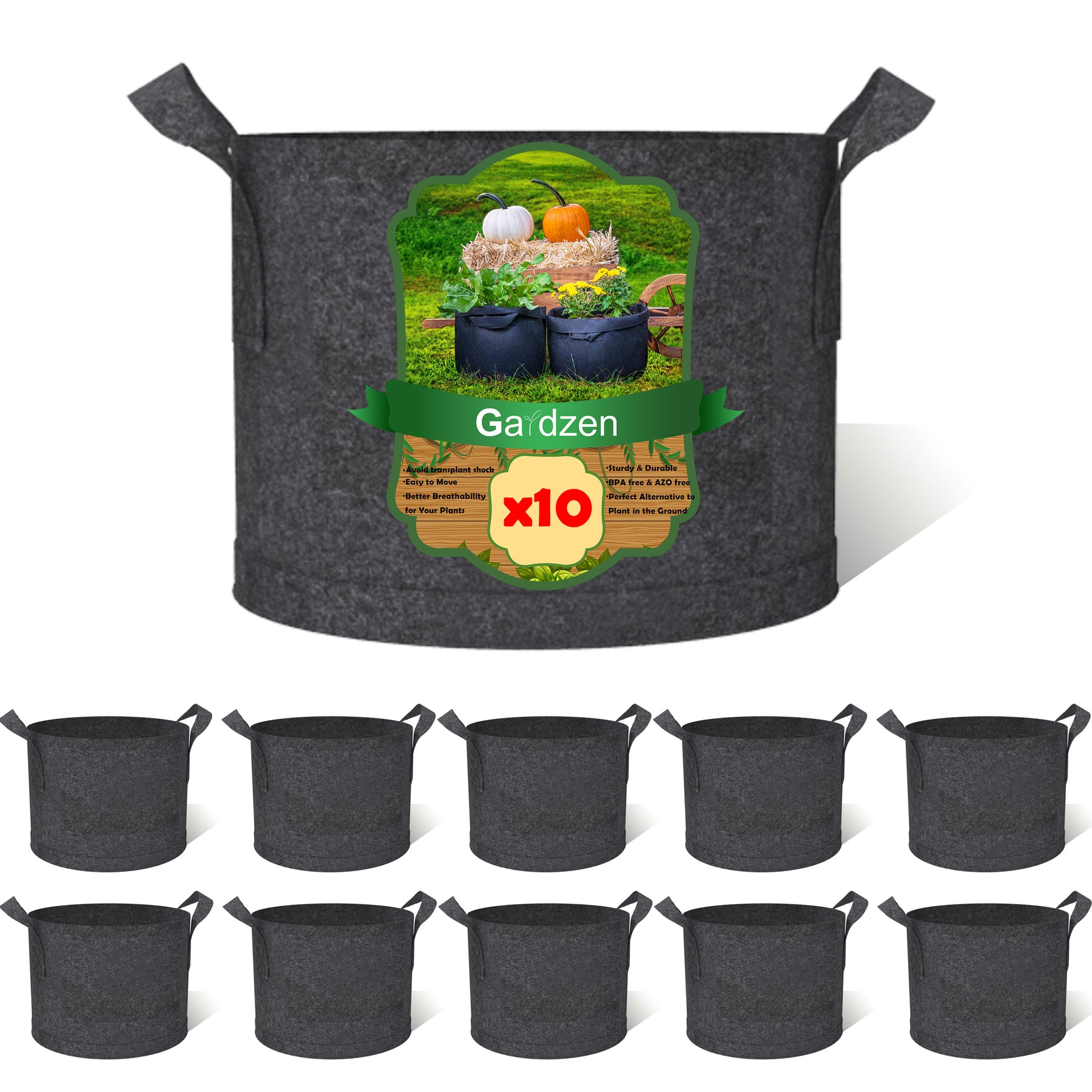 VIVOSUN 5-Pack 25 Gallon Grow Bags Heavy Duty Nonwoven Fabric Pots w/  Handles