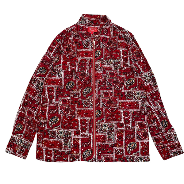 broken paisley flannel zip up shirt