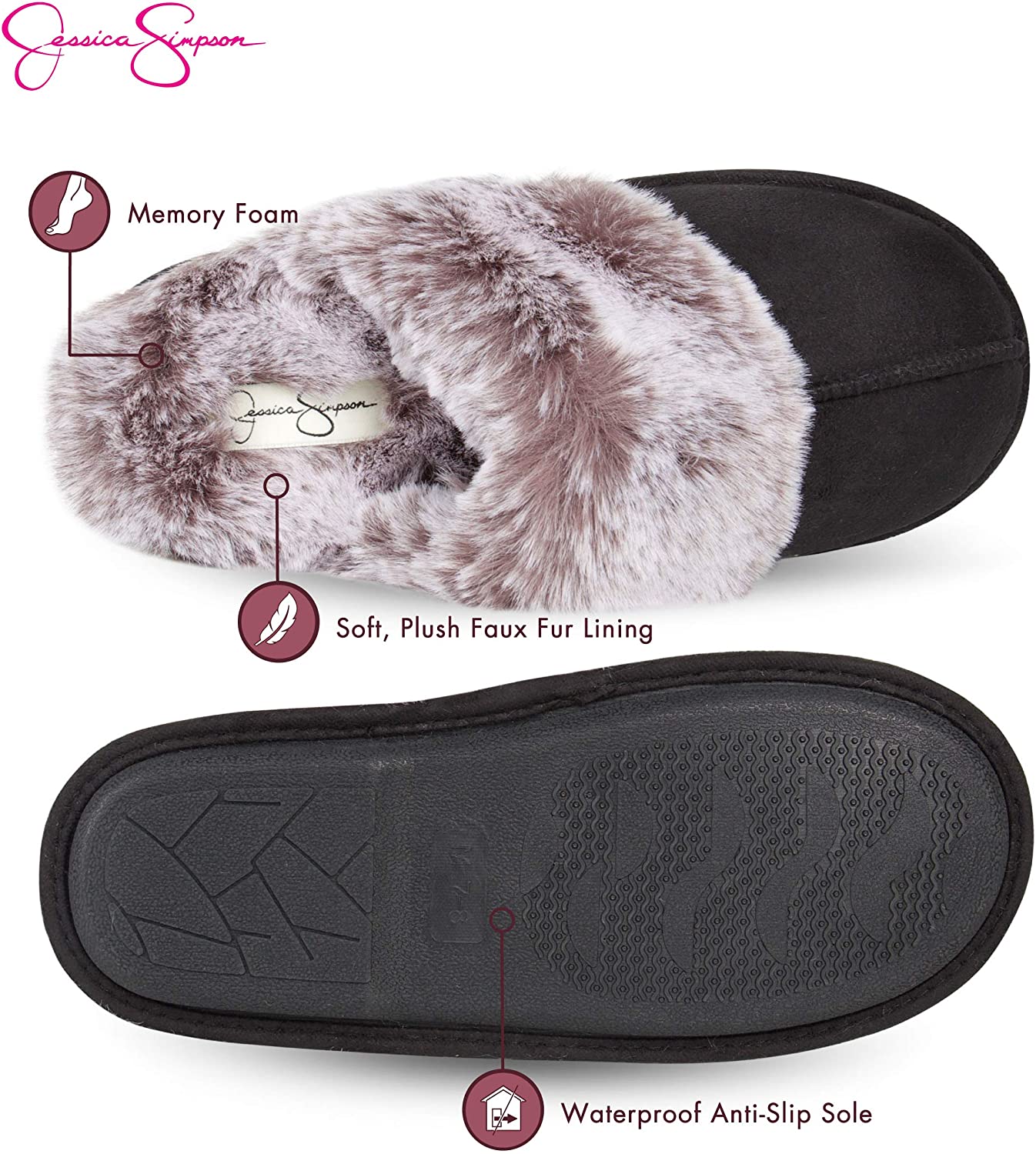 jessica simpson comfy faux fur womens house slipper