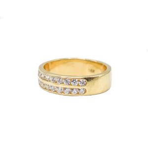14K Gold Band with Two Rows of 0.75ct Round Diamonds