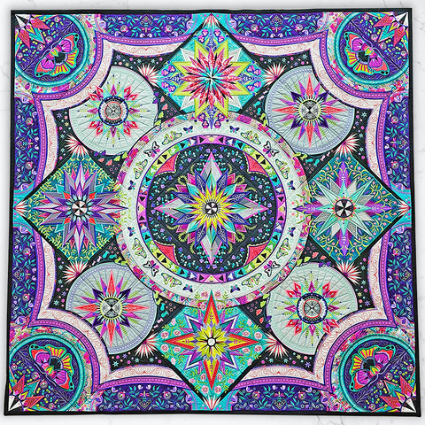 Finished 2023 mystery quilt, ethereal grove quilt embroidery design, in the hoop modern quilt.