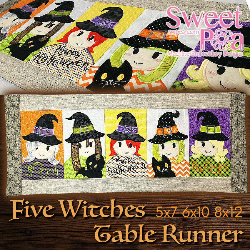 Five witches 5x7 6x10 8x12 in the hoop