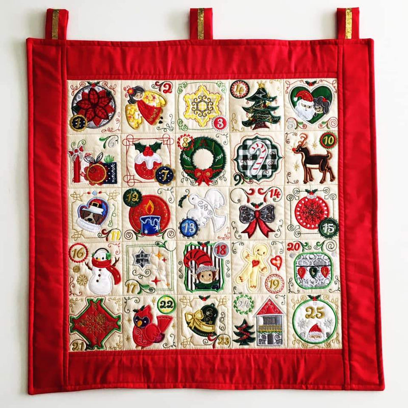 Christmas Advent Calendar Blocks in the hoop machine embroidery design