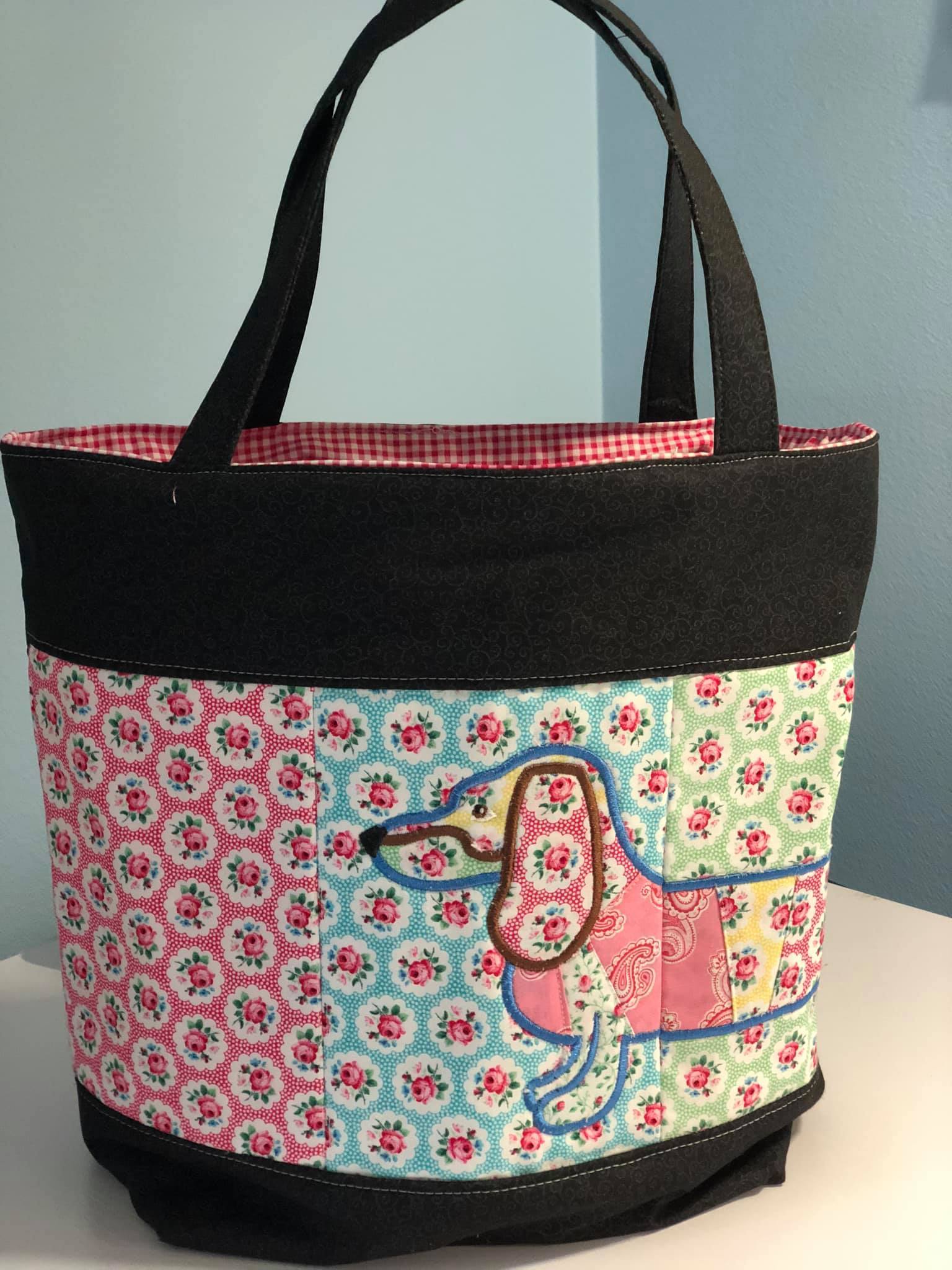 Dachshund Tote bag dog in the hoop machine embroidery design ITH ...