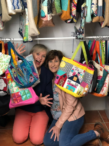 sweet pea founders with their machine embroidered bags