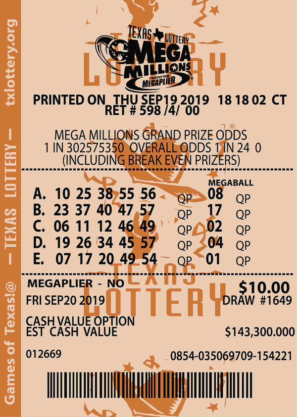 Texas Mega Millions Lotto Ticket