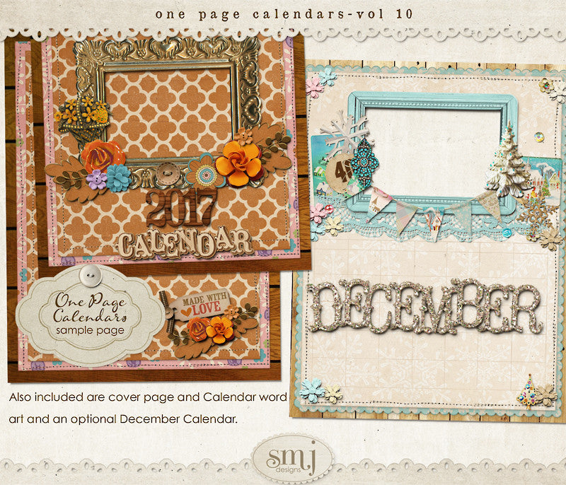 One Page Calendars Vol 10 Shabby Miss Jenn Designs