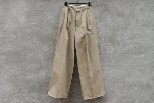 Auralee Washed Finx Chino Wide Tuck Pants Beige