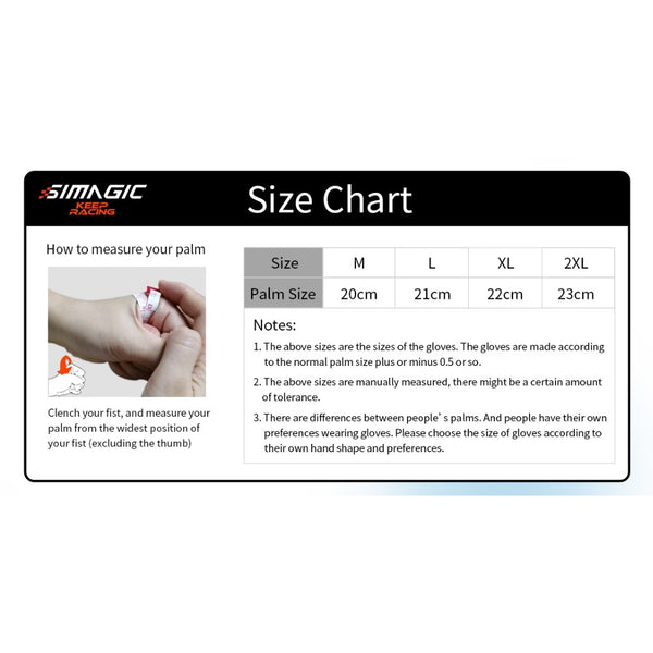 Simagic Racing Gloves Size Guide