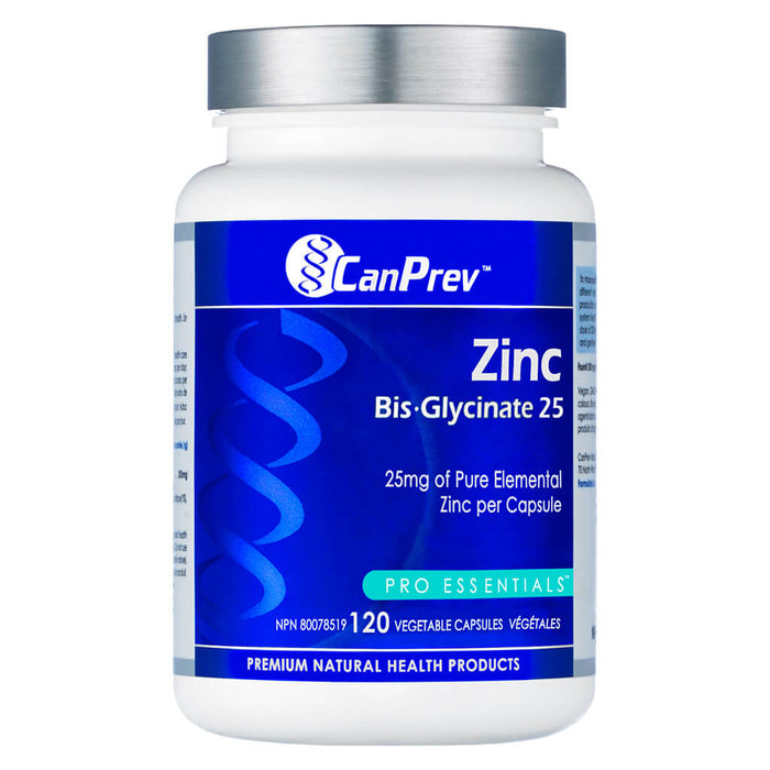 CanPrev Zinc Bisglycinate 25 mg Optimum Health Vitamins, Canada