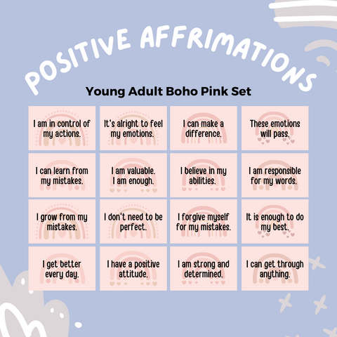 Positive Affirmation cards Boho Pink