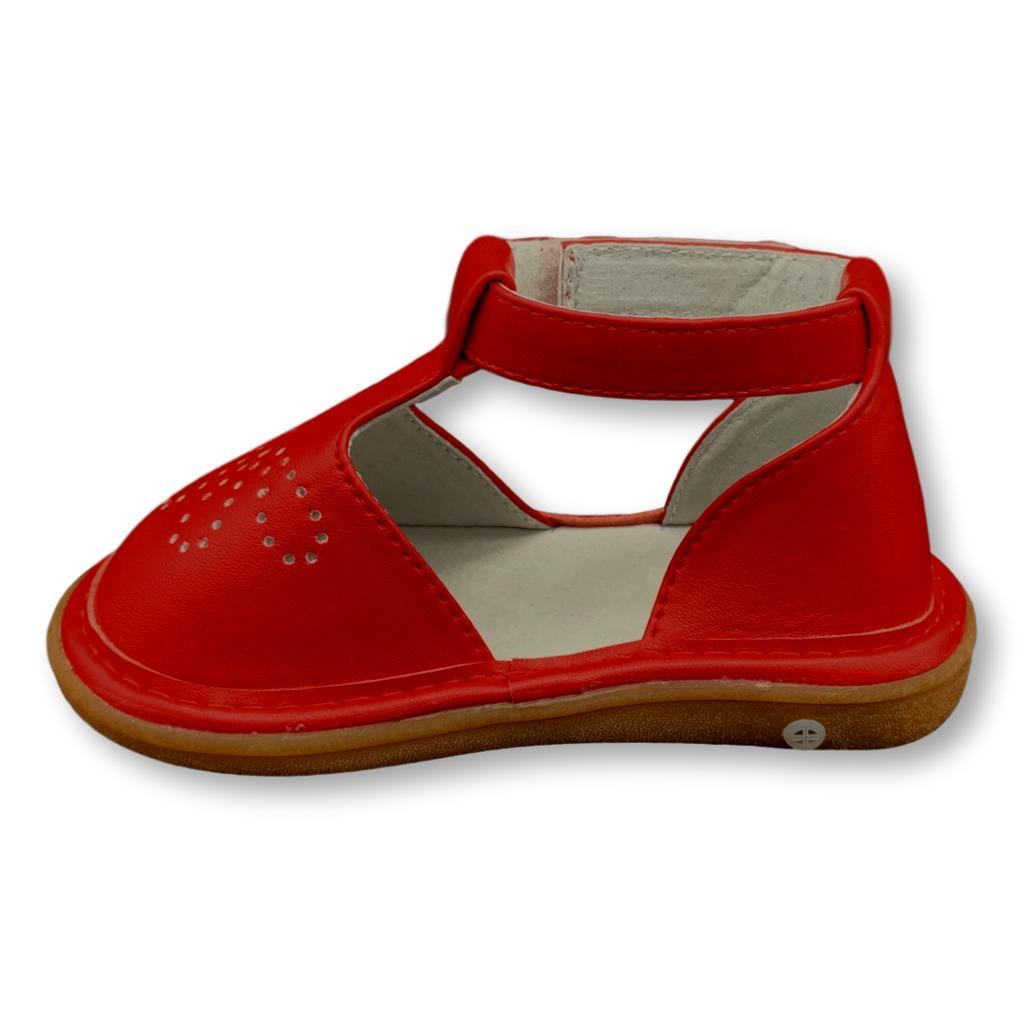 red t strap shoes