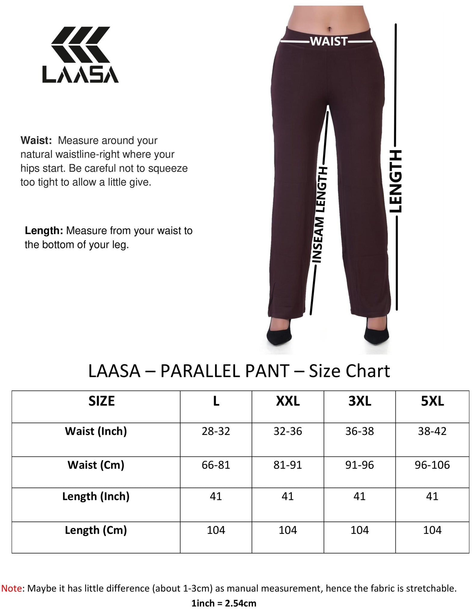 Women Pallazo size chart