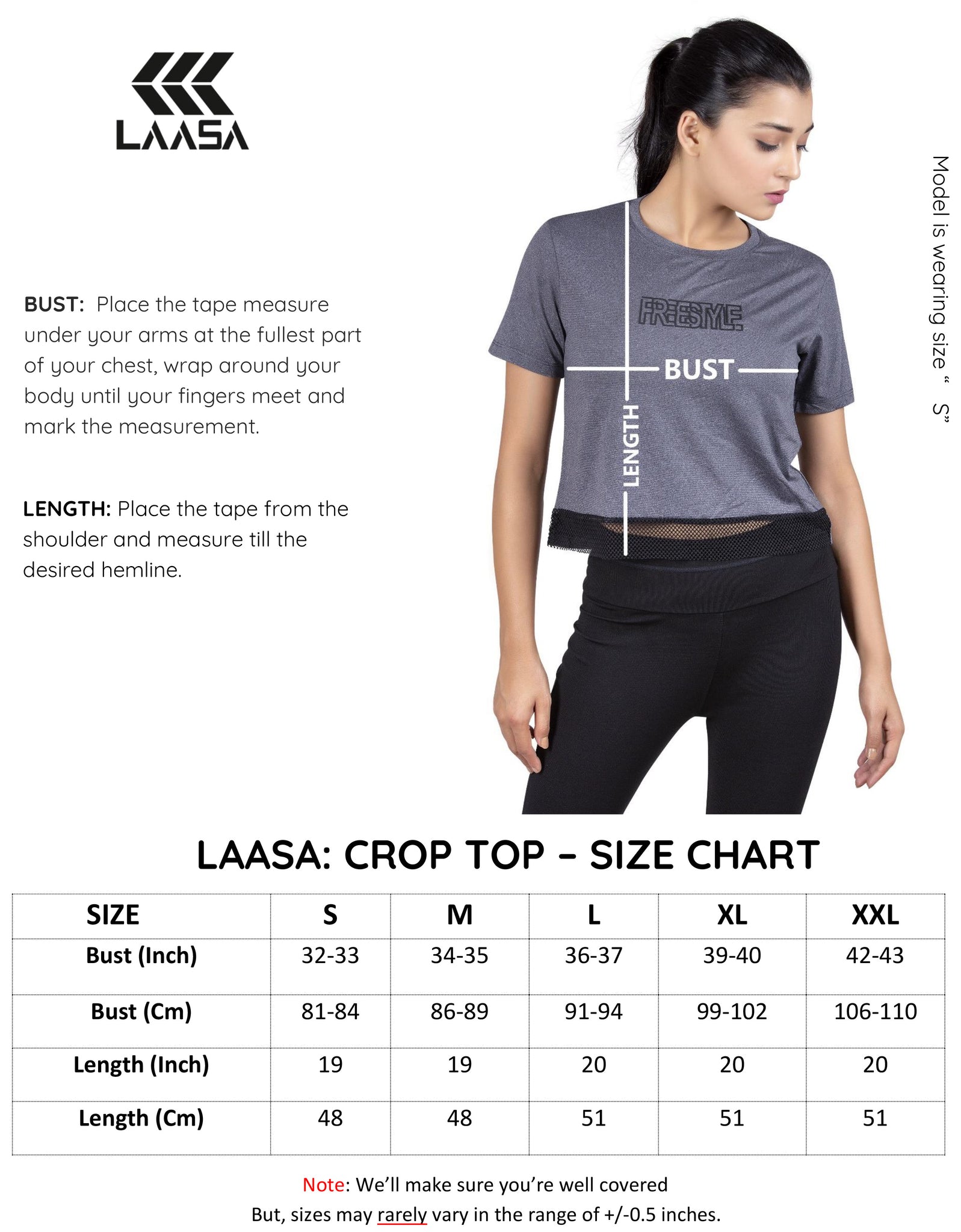 girls crop top size chart laasasports.com