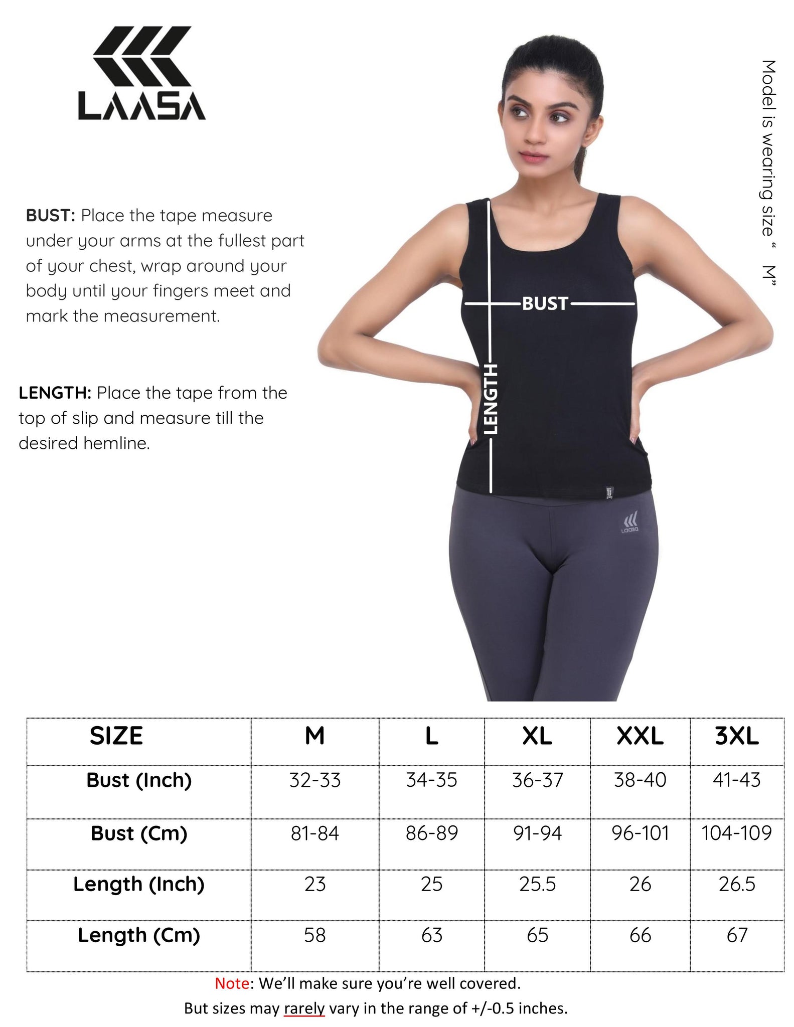 Tank top size chart for women laasa sports