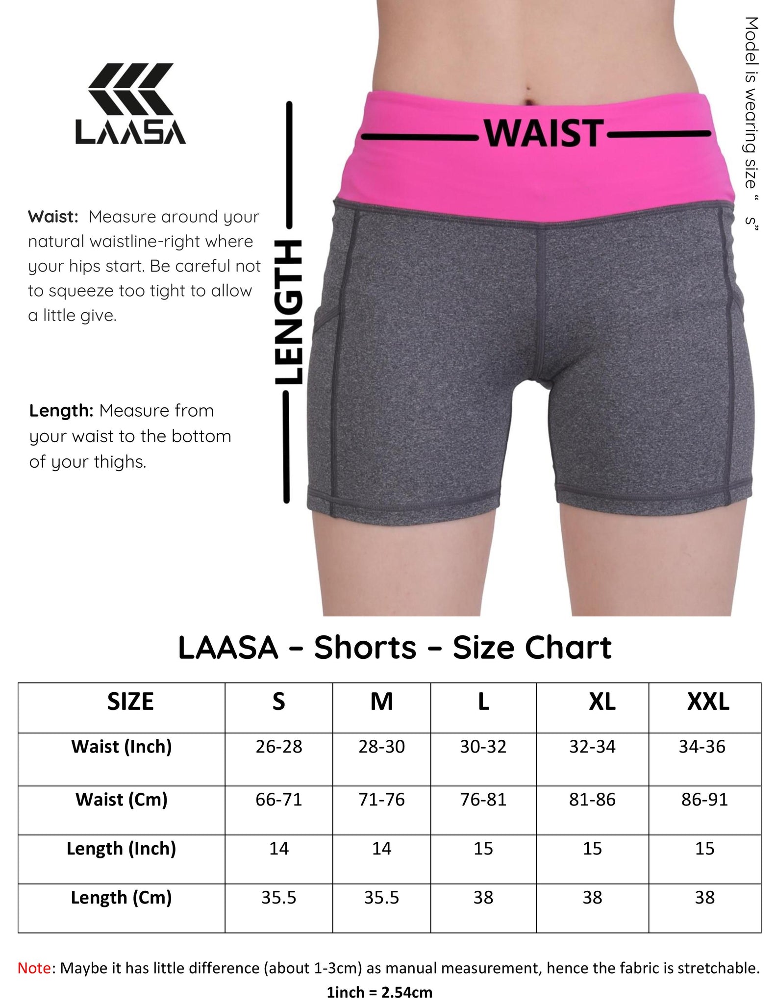 women gym shorts size chart