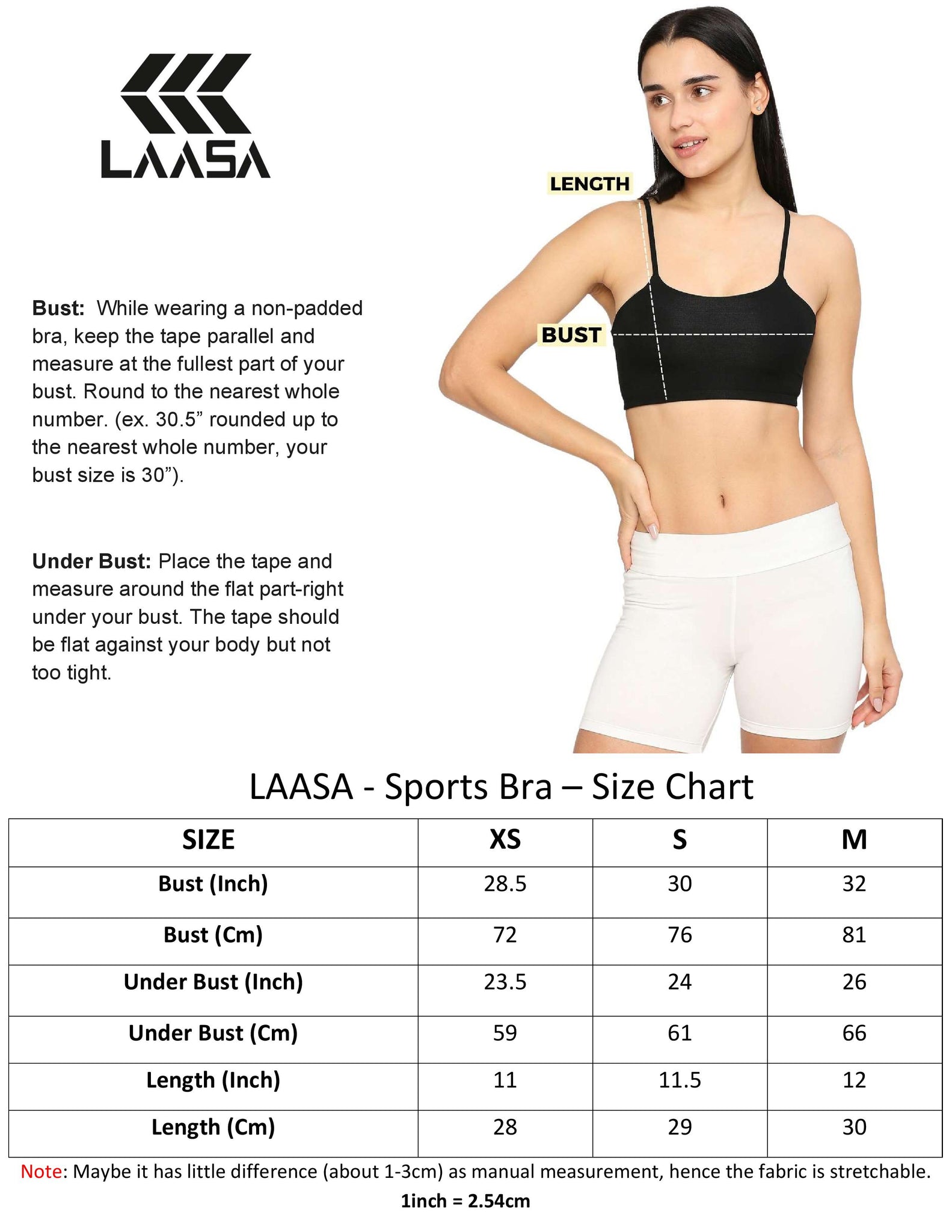 beginners bra for girls size chart