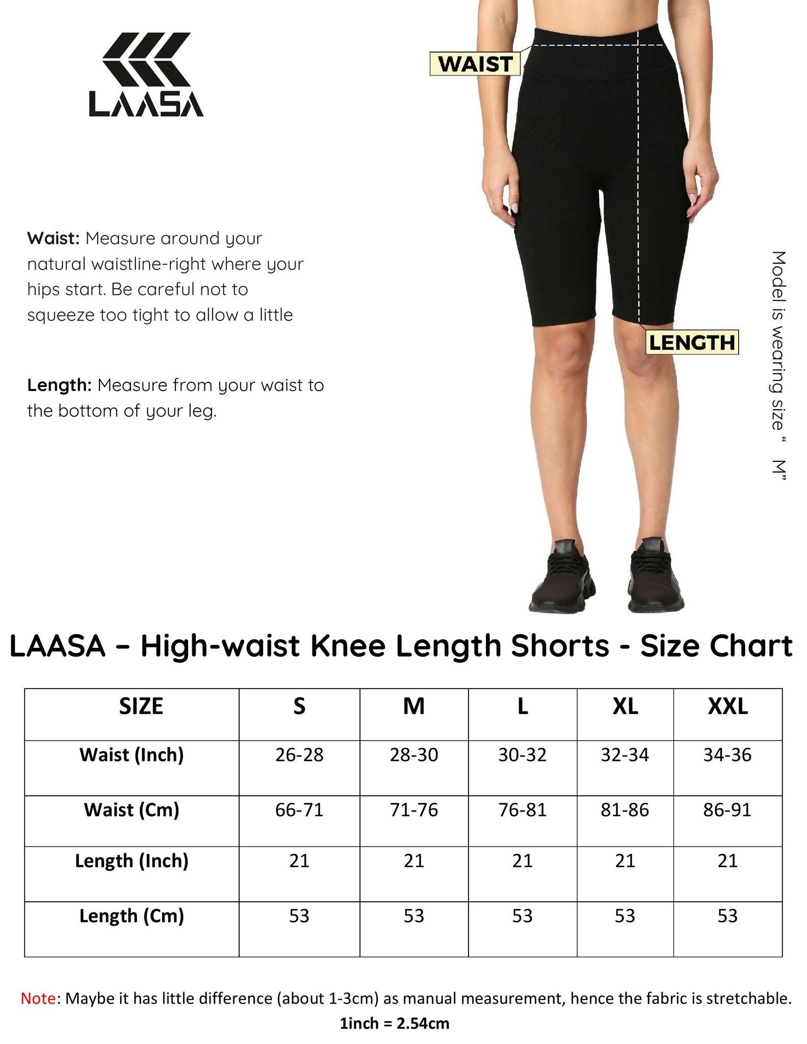 High waist biker shorts knee length for women size chart