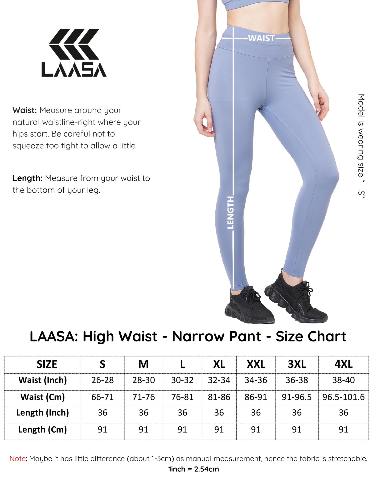 high waist leggings size chart for women