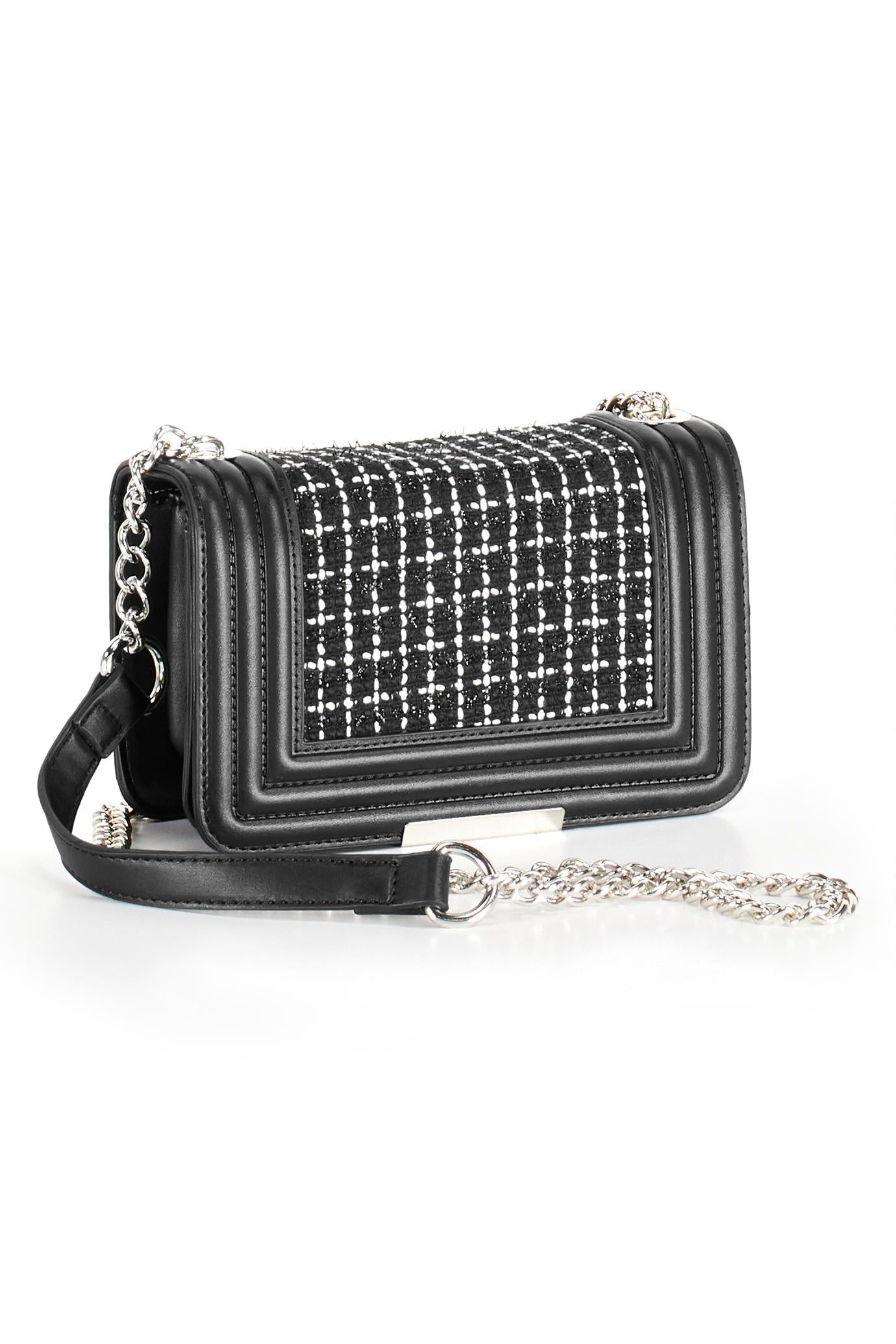 black crossbody purse with chain strap