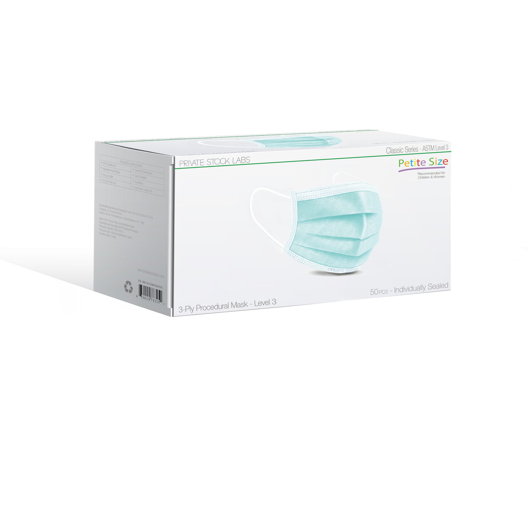 Petite 3-Ply Procedural Mask - Classic Series - Level 3 (Pack of 50)
