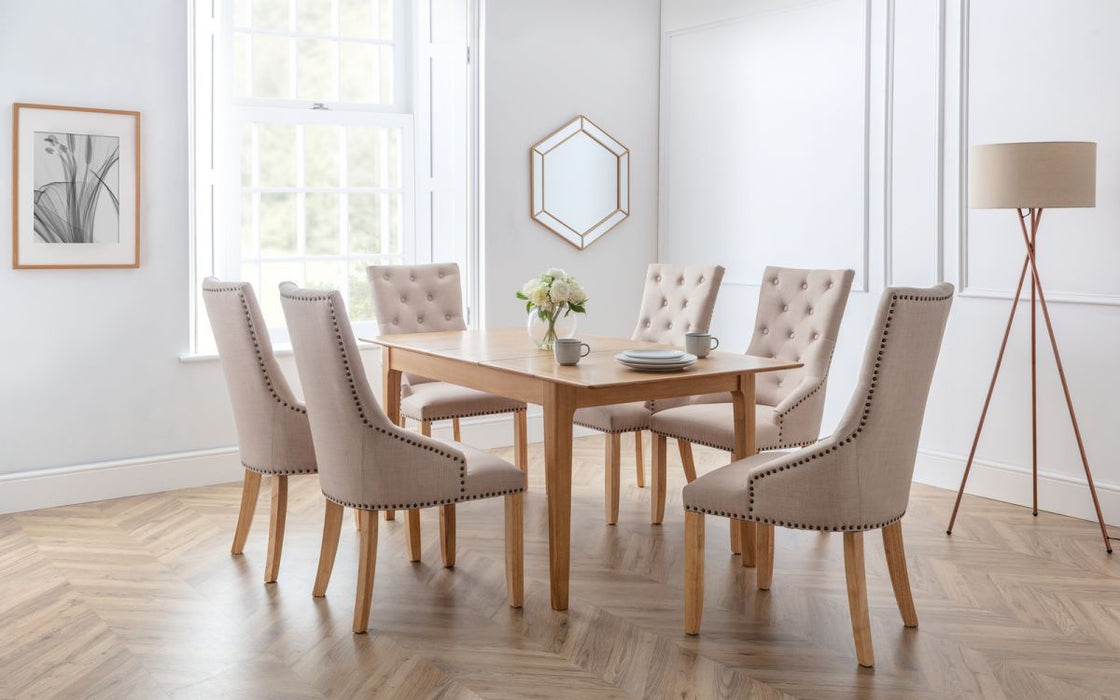 button back dining chairs and table