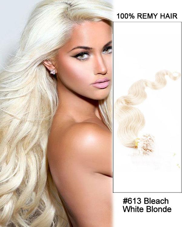 Micro Loop Remy Hair Extensions Body Wave Hair 613 Bleach Blonde