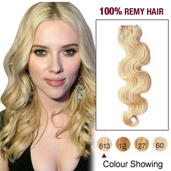 Pre Colored Human Remy Hair Extensions Body Wave 613 Bleach Blonde