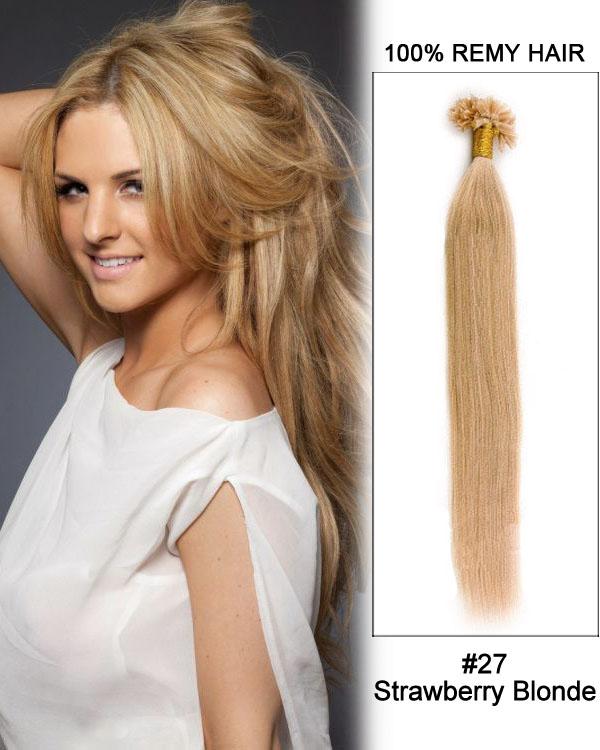 Nail U Tip Remy Human Hair Extensions Straight 27 Strawberry