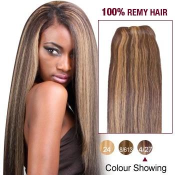 Pre Colored Human Remy Hair Extensions Straight Hair 4 27