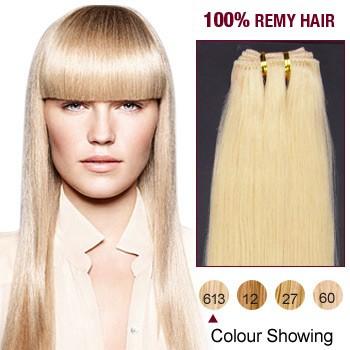 Pre Colored Human Remy Hair Extensions Straight 613 Bleach Blonde