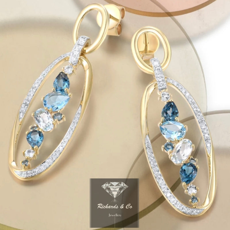 Yellow Gold Earrings Multi - Gemstone - Richards & Co Jewellery