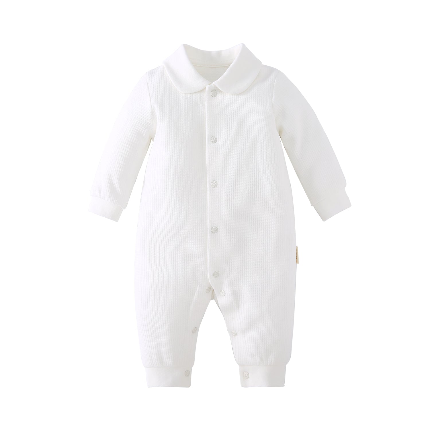 Pureborn Newborn Baby Collared Solid Baptism Cotton