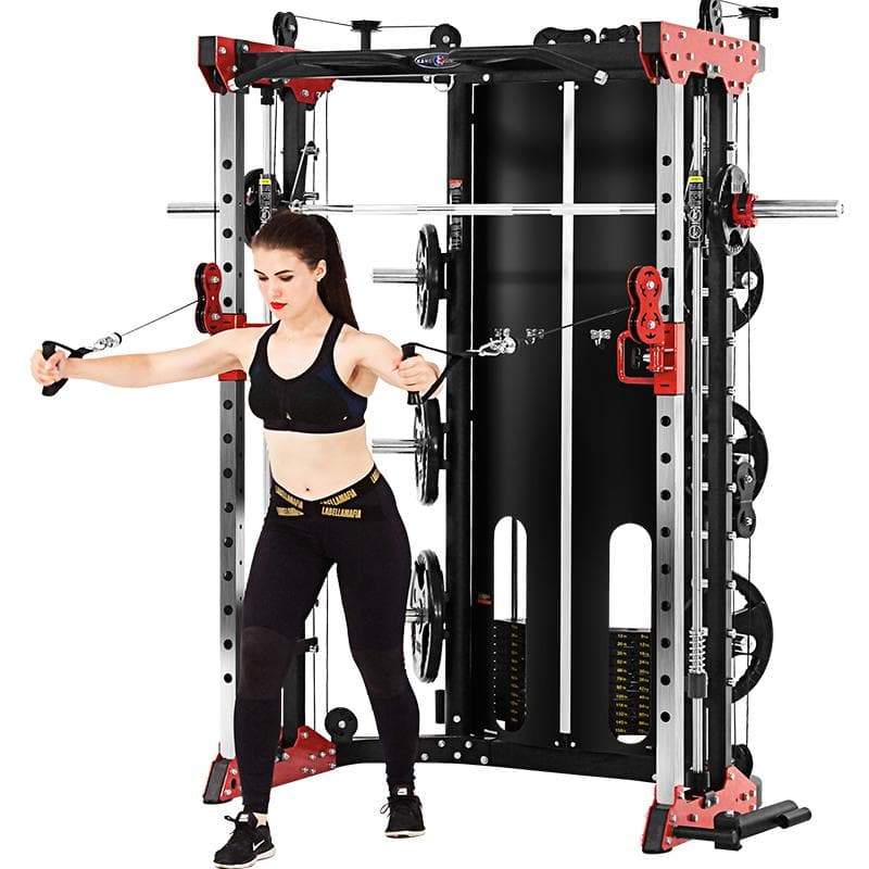 Anself Multi-Functional Home Gym Fitness Machine with Weight Plates  Training Equipment Exercise Workout Strength Machine 59 x 39 x 80 Inches (L  x W x