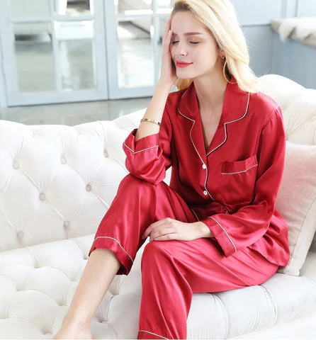 Best Matte Silk Pajama Set - Satin Silky Pajamas for Women – Crescentt