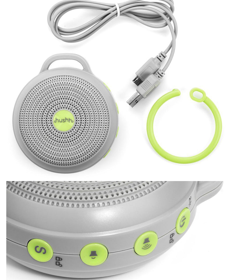 yogasleep hushh portable white noise machine in grey