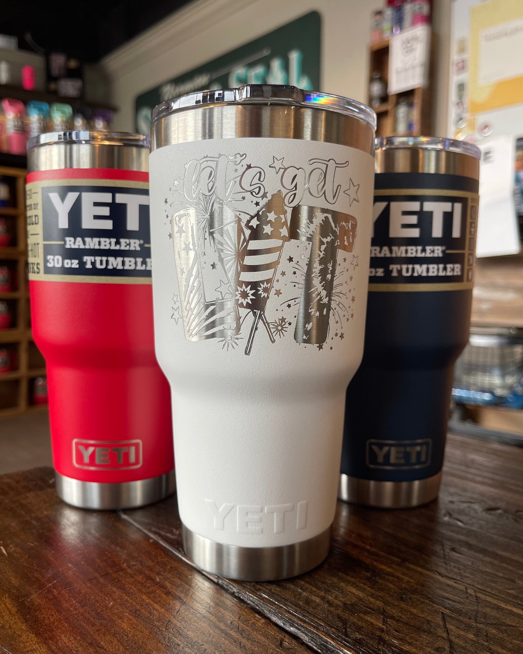 REAL YETI 46 Oz. Laser Engraved Black Yeti Rambler Bottle With Chug Cap  Personalized Vacuum Insulated YETI 