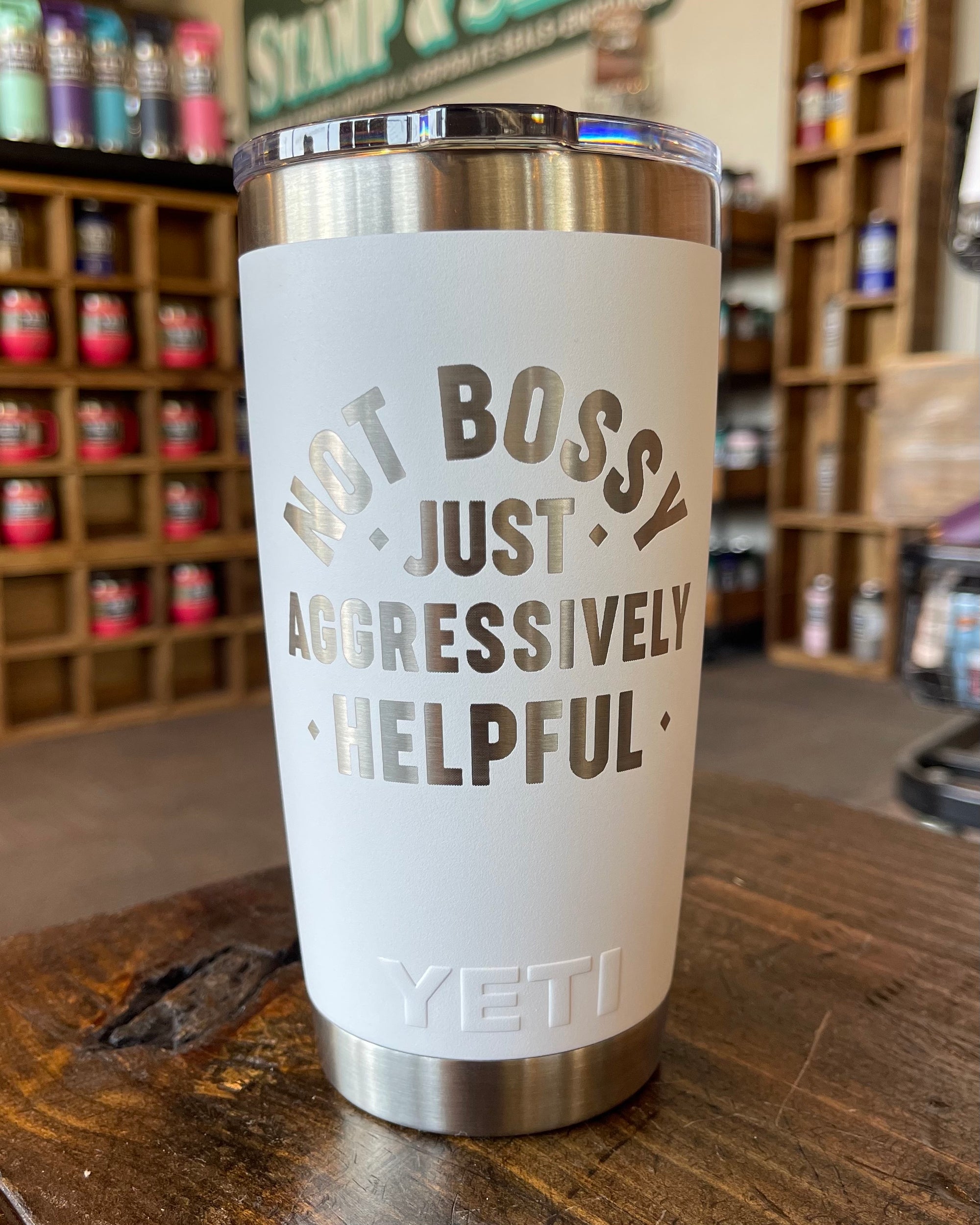 Laser Engraved Authentic YETI Rambler - DRINKS WELL with OTHERS -  ImpressMeGifts