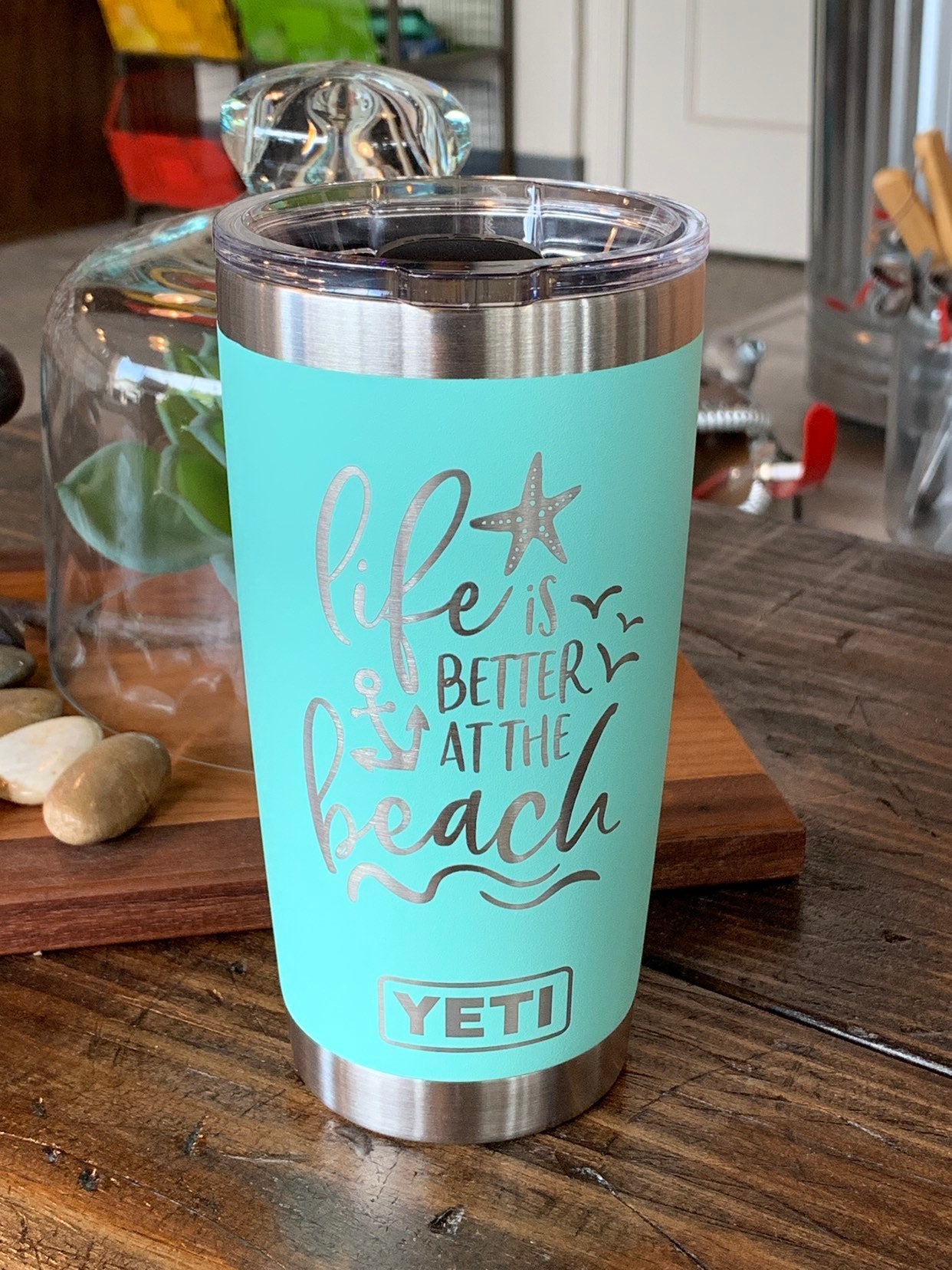 Resting Beach Face – Engraved Stainless Steel Tumbler, Yeti Style Cup,  Vacation Cup – 3C Etching LTD