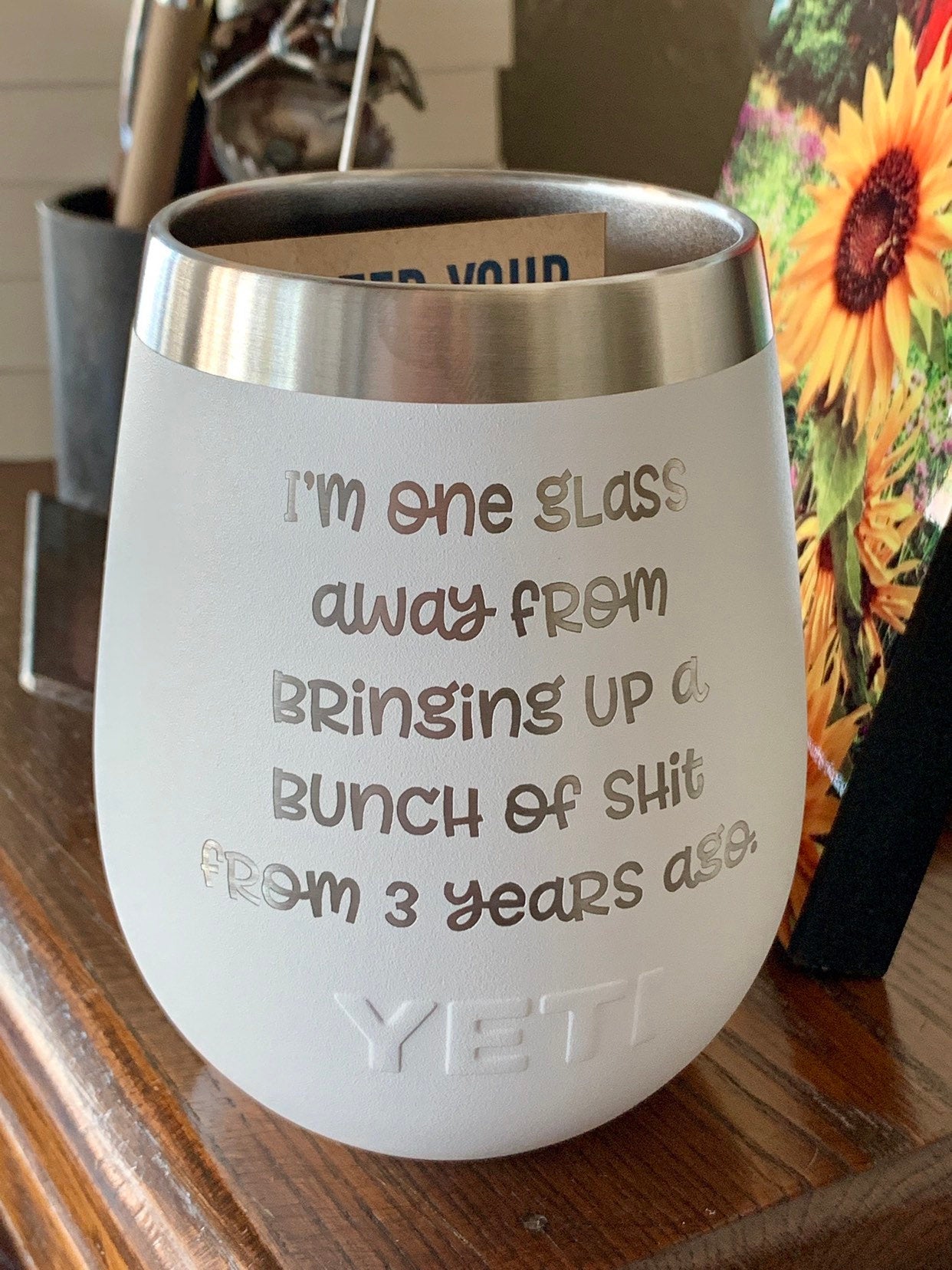 Personalized Wine Tumbler — White Confetti Box