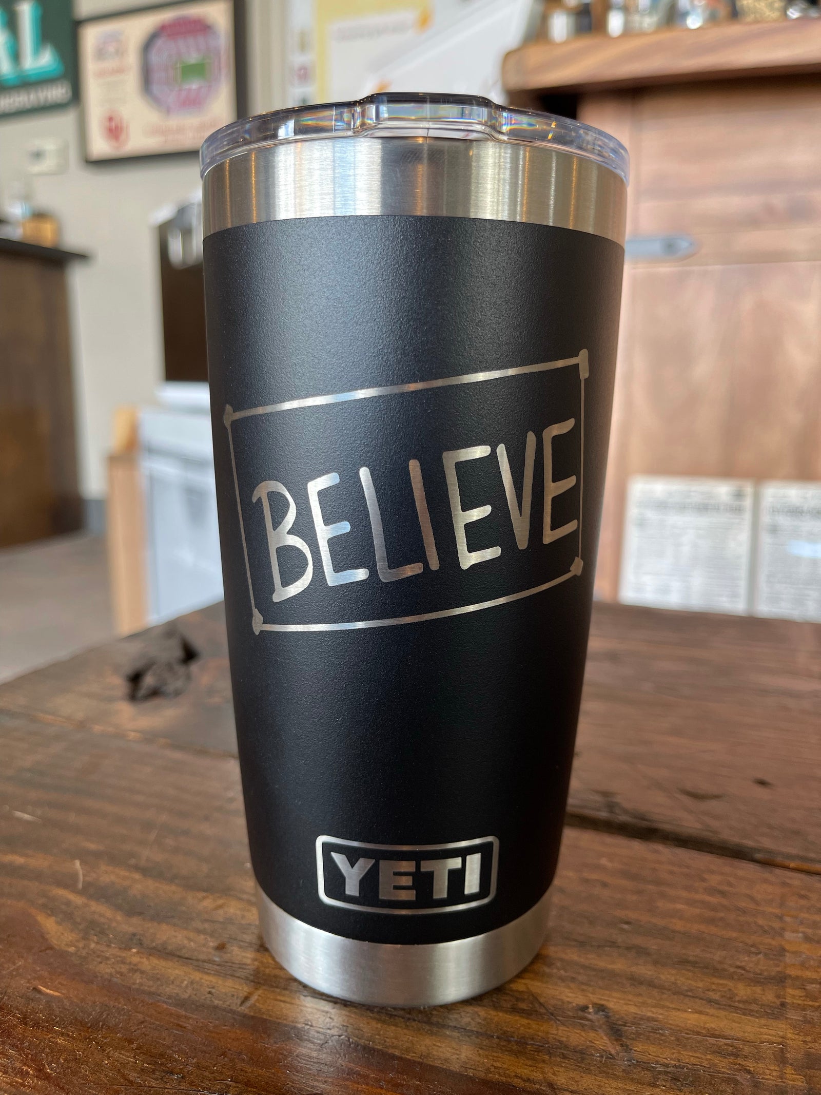 Laser Engraved Authentic Yeti Rambler 14 oz Mug - I’d RATHER BE CAMPING