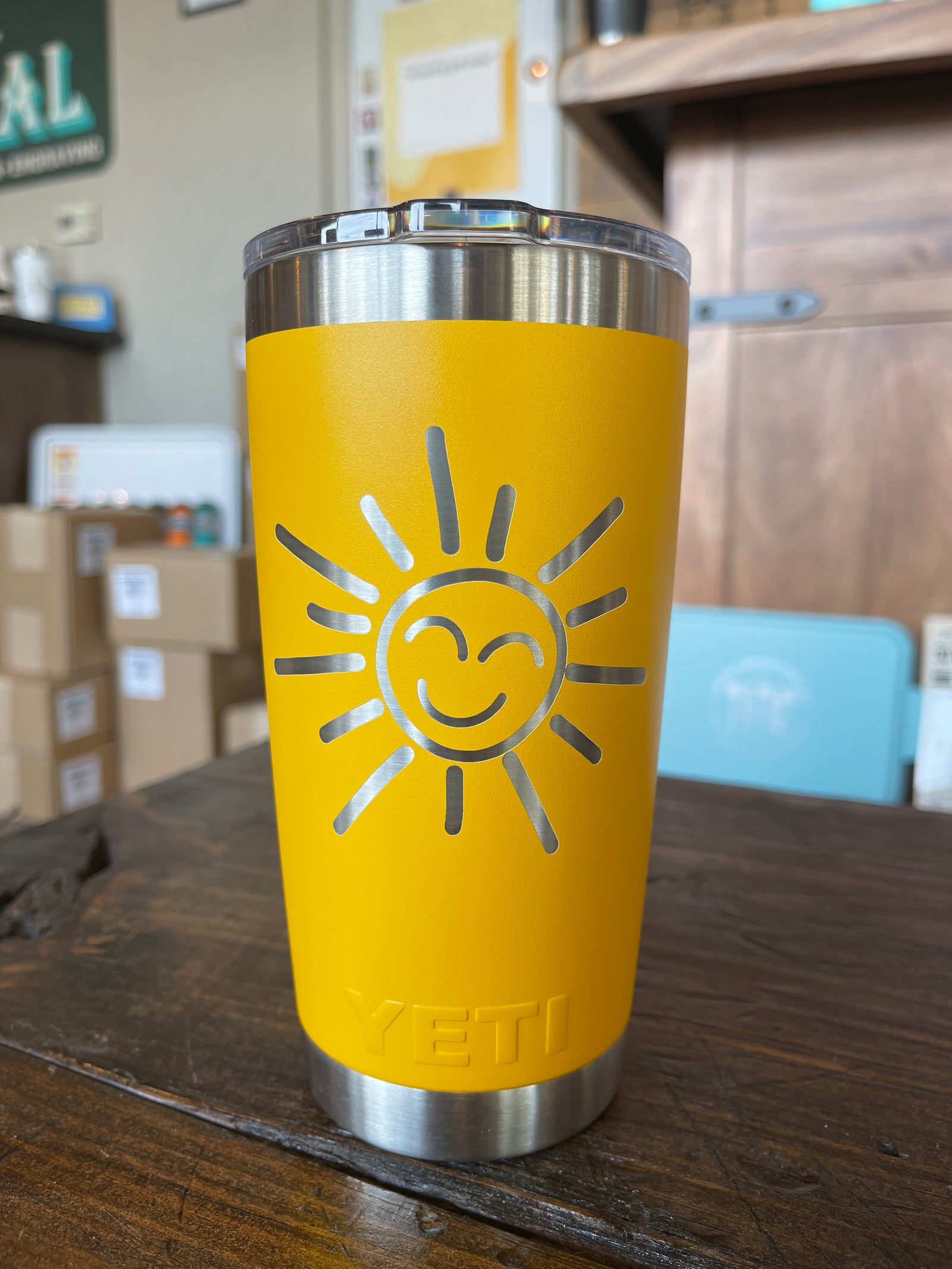 Sunflower Themed YETI Tumbler in RAL 3015 (Light Pink)