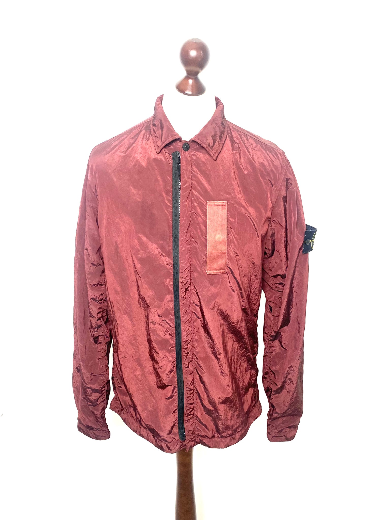 stone island nylon metal overshirt burgundy