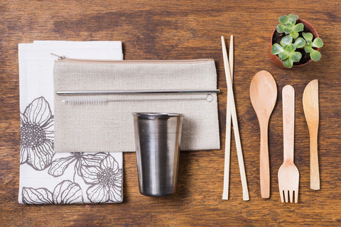 reusable products: reusable cutlery, reusable straw, reusable napkin, reusable cup in amsterdam