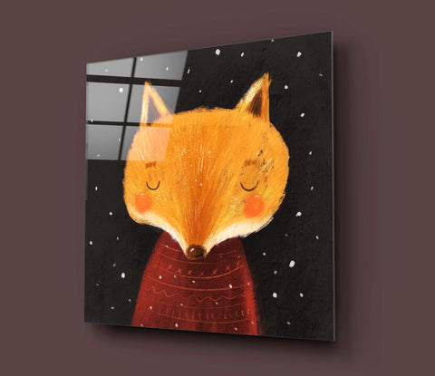 Tableau en verre - Renard mignon