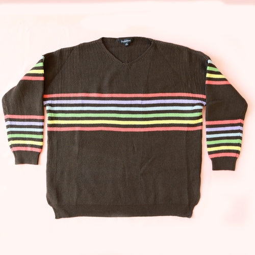 Rainbow Dark Olive Sweater 3XL Only Morning Pancakes