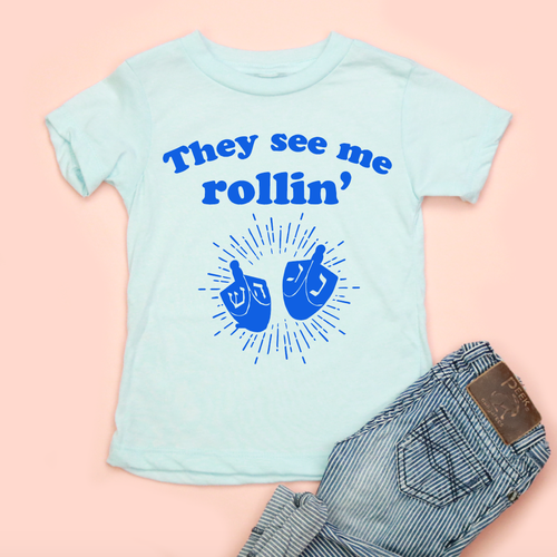 They See Me Rollin' Dreidel Kids Unisex Tee