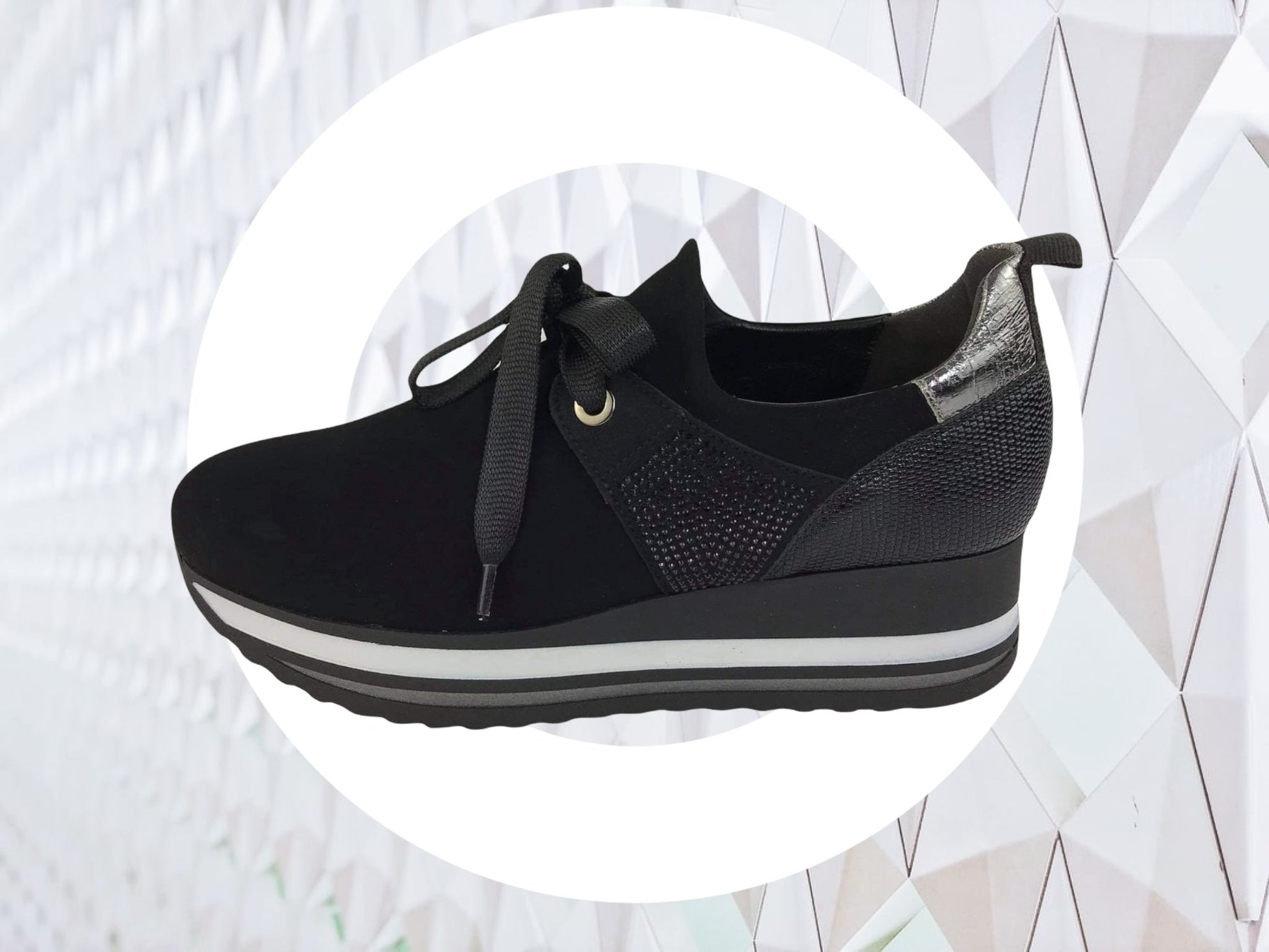 Comart | Zapatos sneakers negros Nobuck de mujer lazo Milano – Ponte
