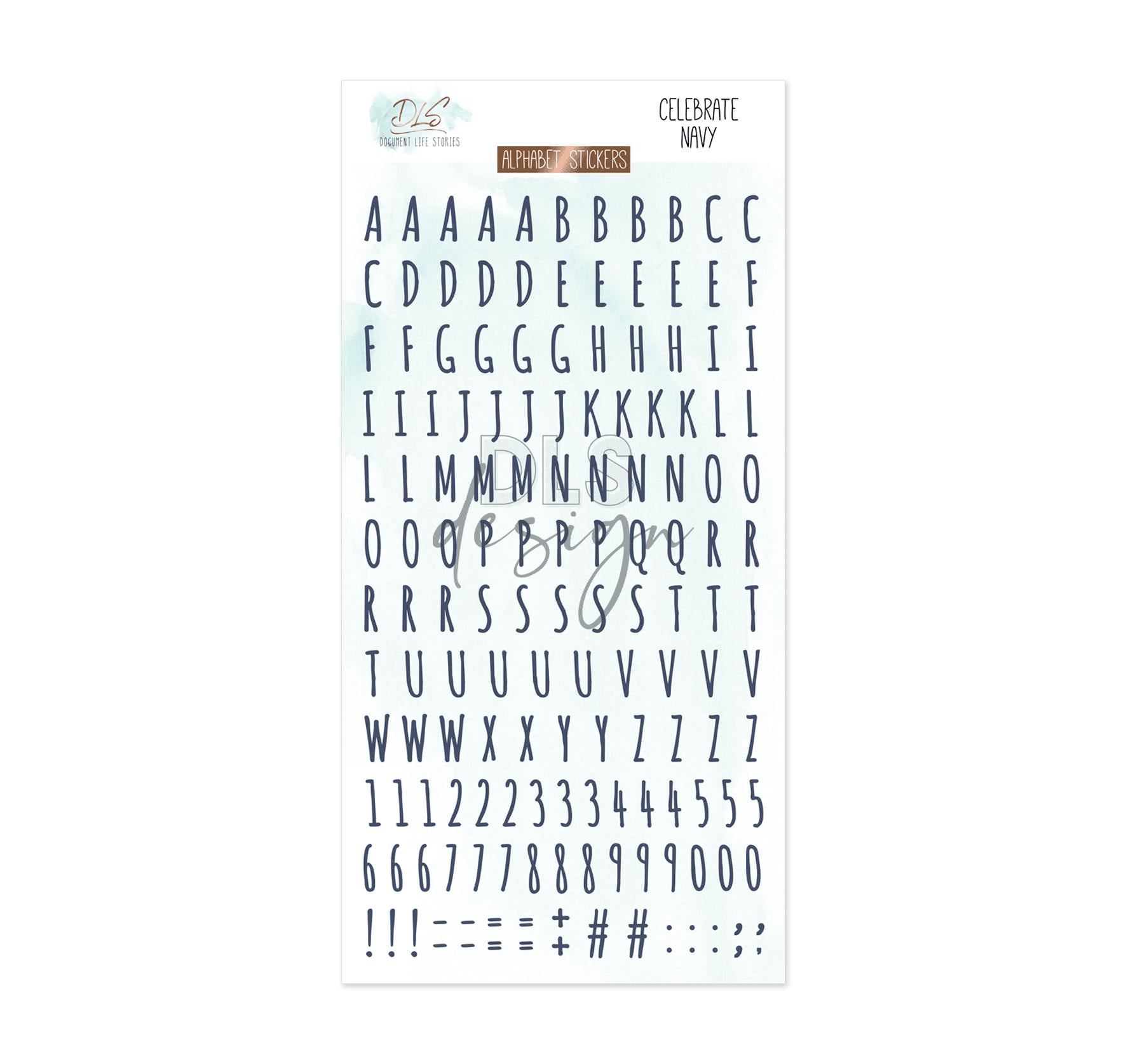 Alphabet Stickers Celebrate Navy Dls Design